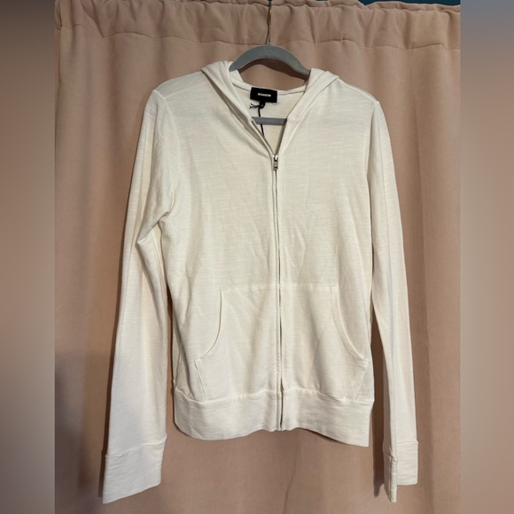 Monrow White Zip Hoodie NWT - Picture 1 of 3